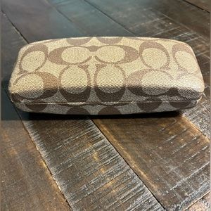 Coach Tan and Brown Patterned Eye Glass Case